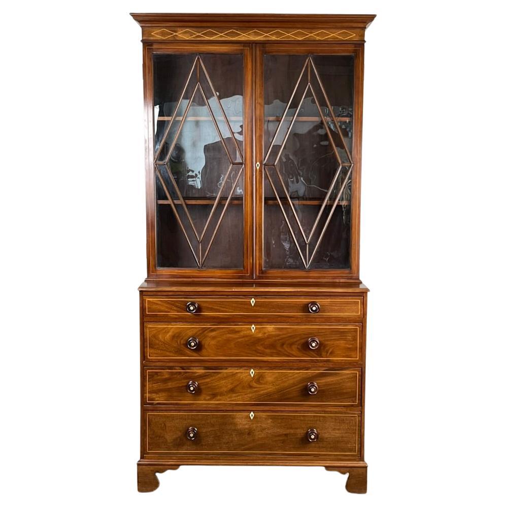 Antique George IV Mahogany Stepback Bookcase c. 1830 For Sale