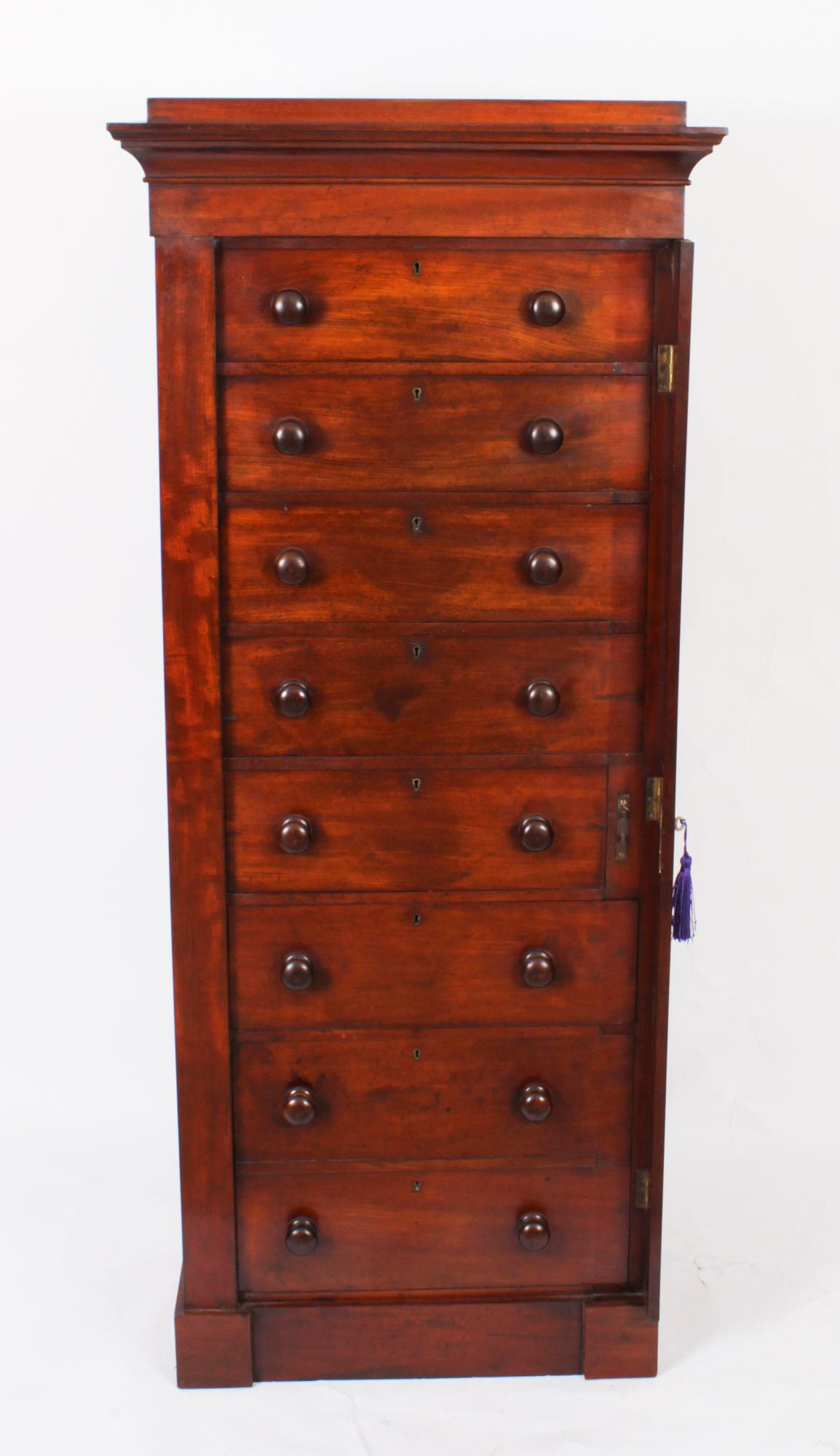Antique George IV Mahogany Wellington Chest C1830 19th Century In Good Condition For Sale In London, GB