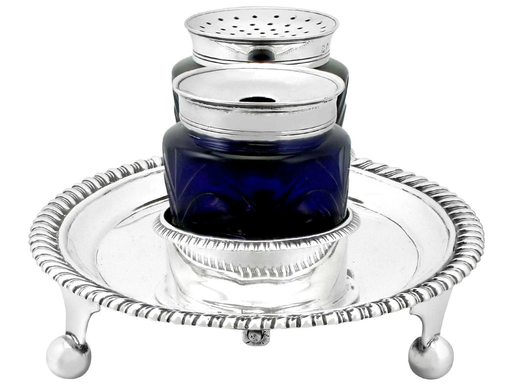 English Thomas Wheatley Newcastle Sterling Silver Inkstand For Sale