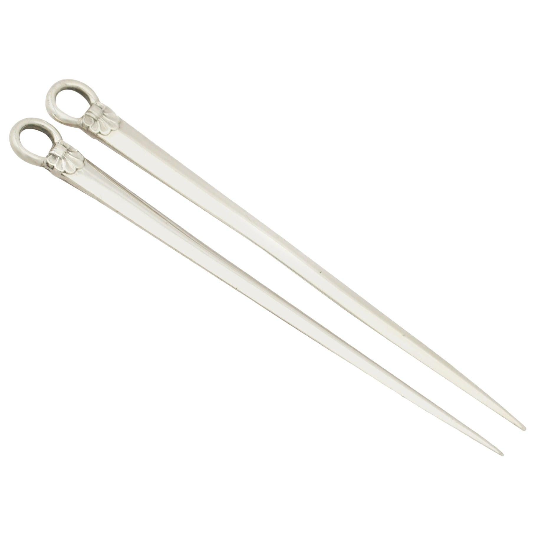 Antique Victorian English Sterling Silver Meat Skewers / Letter Openers