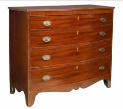 Antique George IV Period Mahogany Bow Front Chest Of Drawers