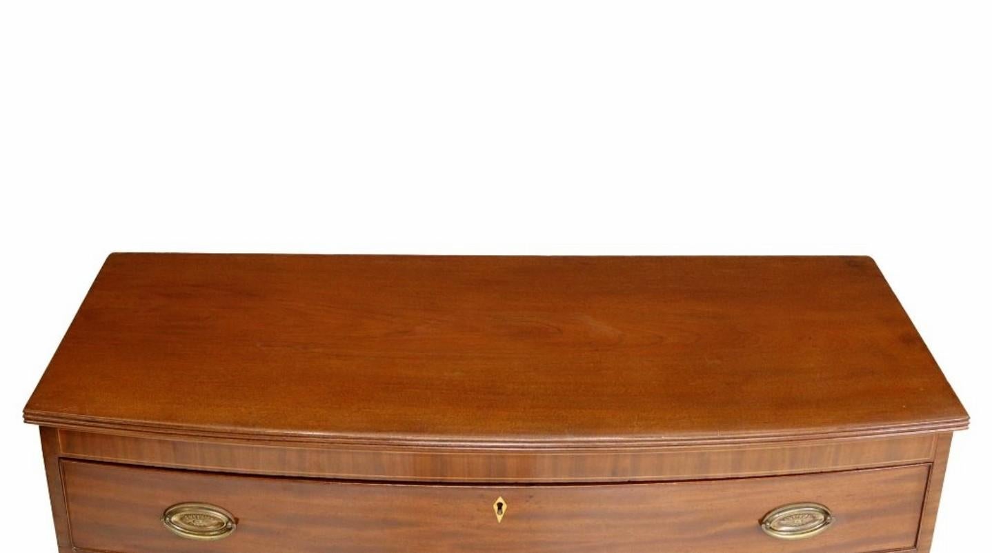 British Antique George IV Period Mahogany Bow Front Chest Of Drawers  For Sale