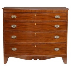 Used George IV Period Mahogany Bow Front Chest Of Drawers 