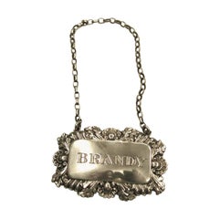 Antique George IV Silver Brandy Label, Birmingham, Ledsam, Vale and Wheeler 1828