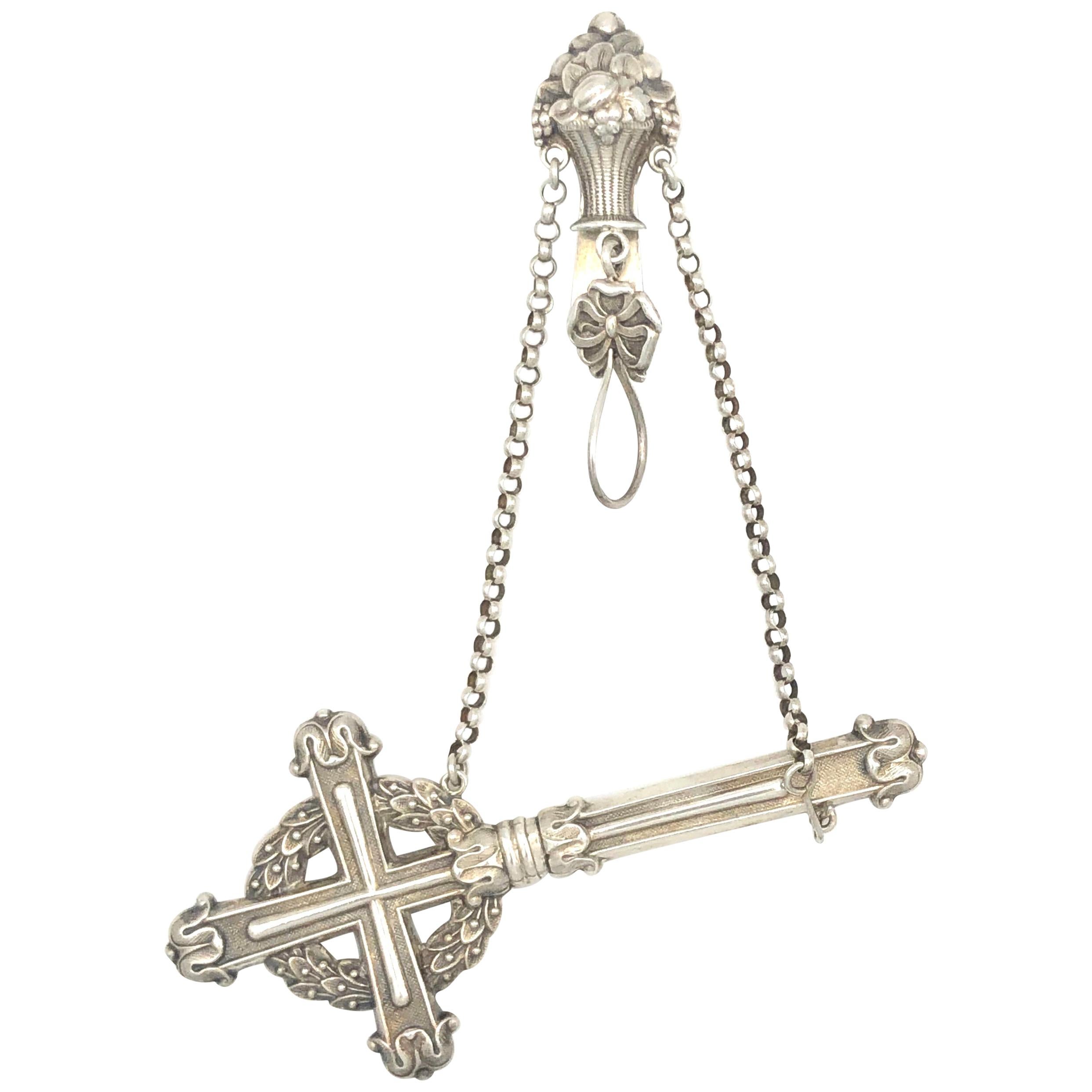 Antike George IV Silber Chatelaine Nadelarbeit Nadelkasten Kreuz Blumenstrauß