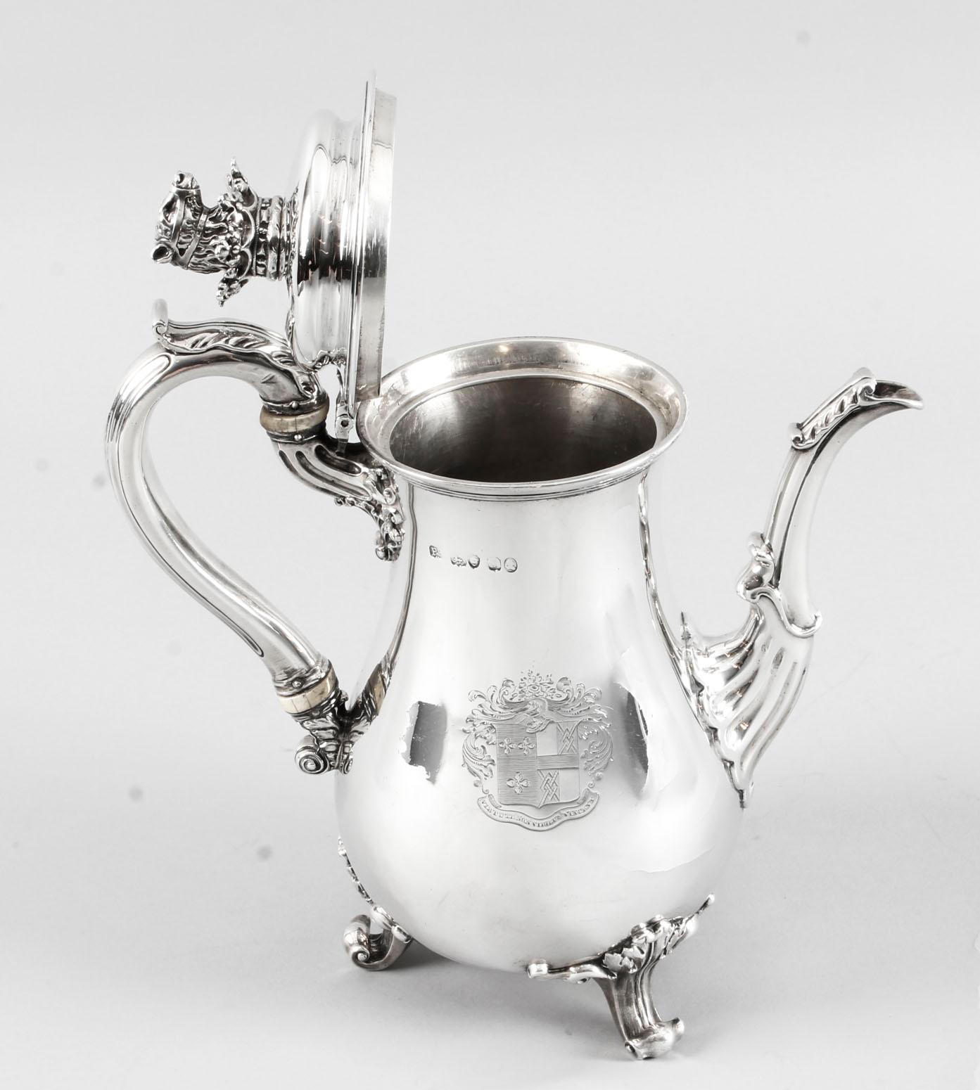 Antique George IV Silver Coffee Pot by Paul Storr London, 1826, 19th Century 2