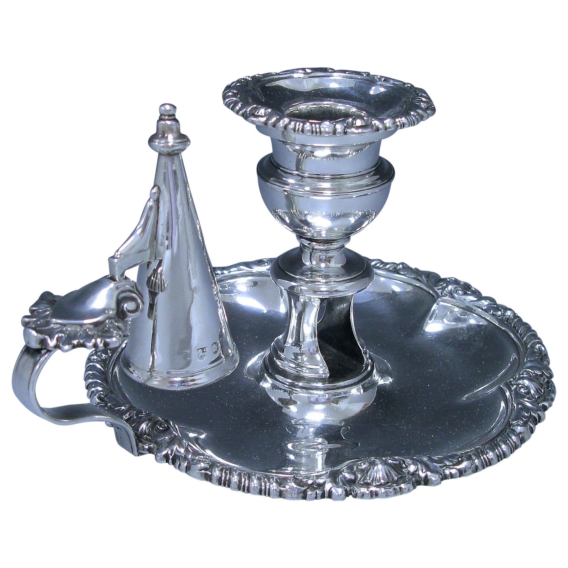 Antique George IV Sterling Silver Chamberstick For Sale