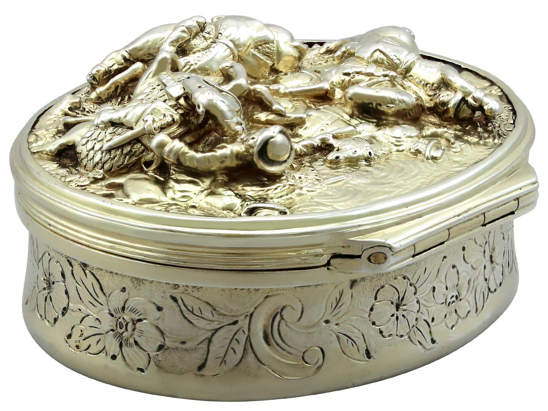 Antica tabacchiera da tavolo in argento dorato di Edward Farrell (1824) in vendita 2