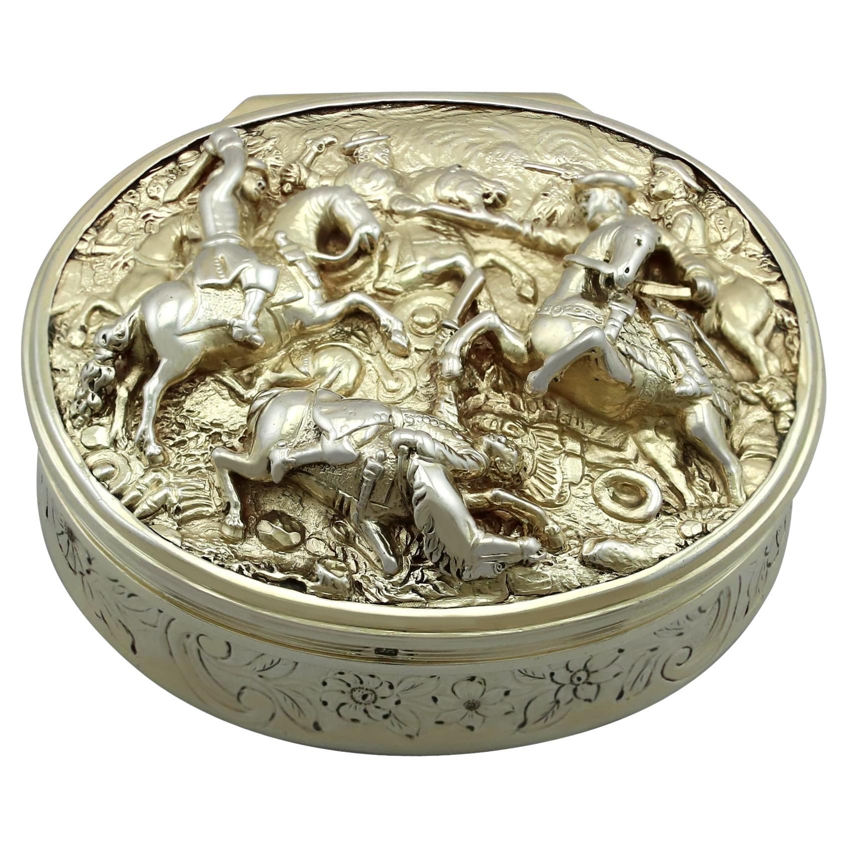 Antique George IV Sterling Silver Gilt Table Snuff Box by Edward Farrell 
