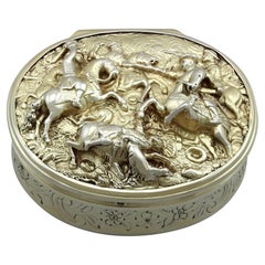 Antigua tabaquera de mesa de plata de ley dorada de Edward Farrell (1824)