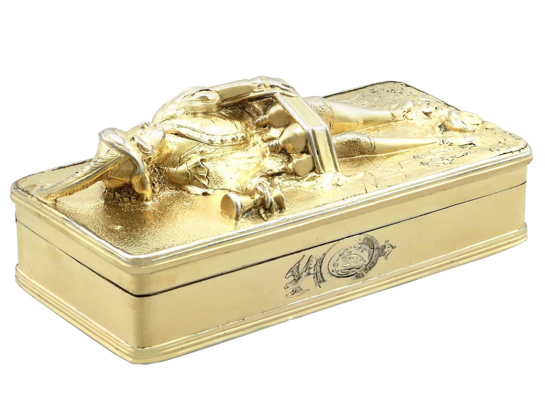 Early 19th Century Antique George IV Sterling Silver Gilt Table Snuff Box  For Sale