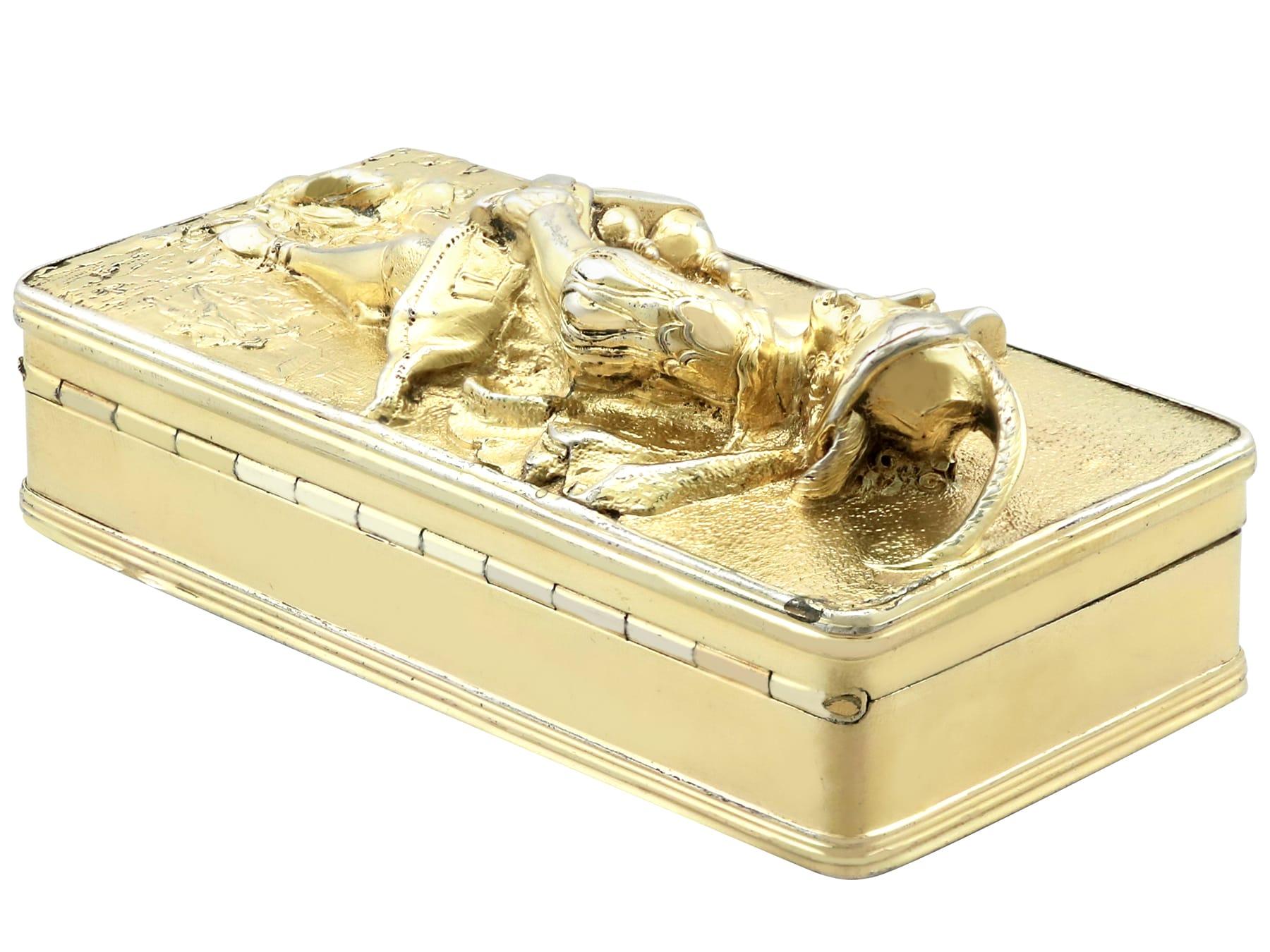 Antique George IV Sterling Silver Gilt Table Snuff Box  For Sale 1