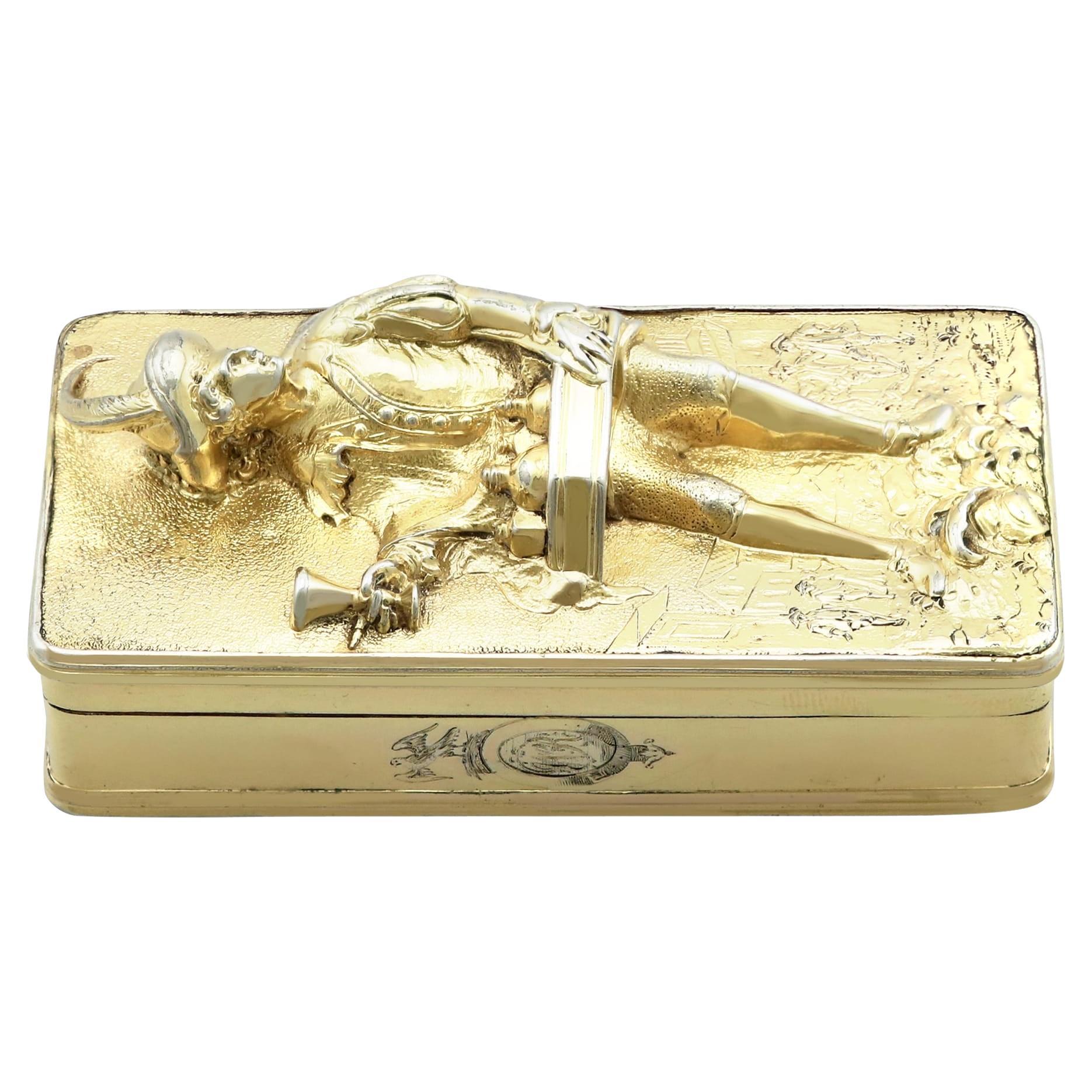 Antique George IV Sterling Silver Gilt Table Snuff Box  For Sale