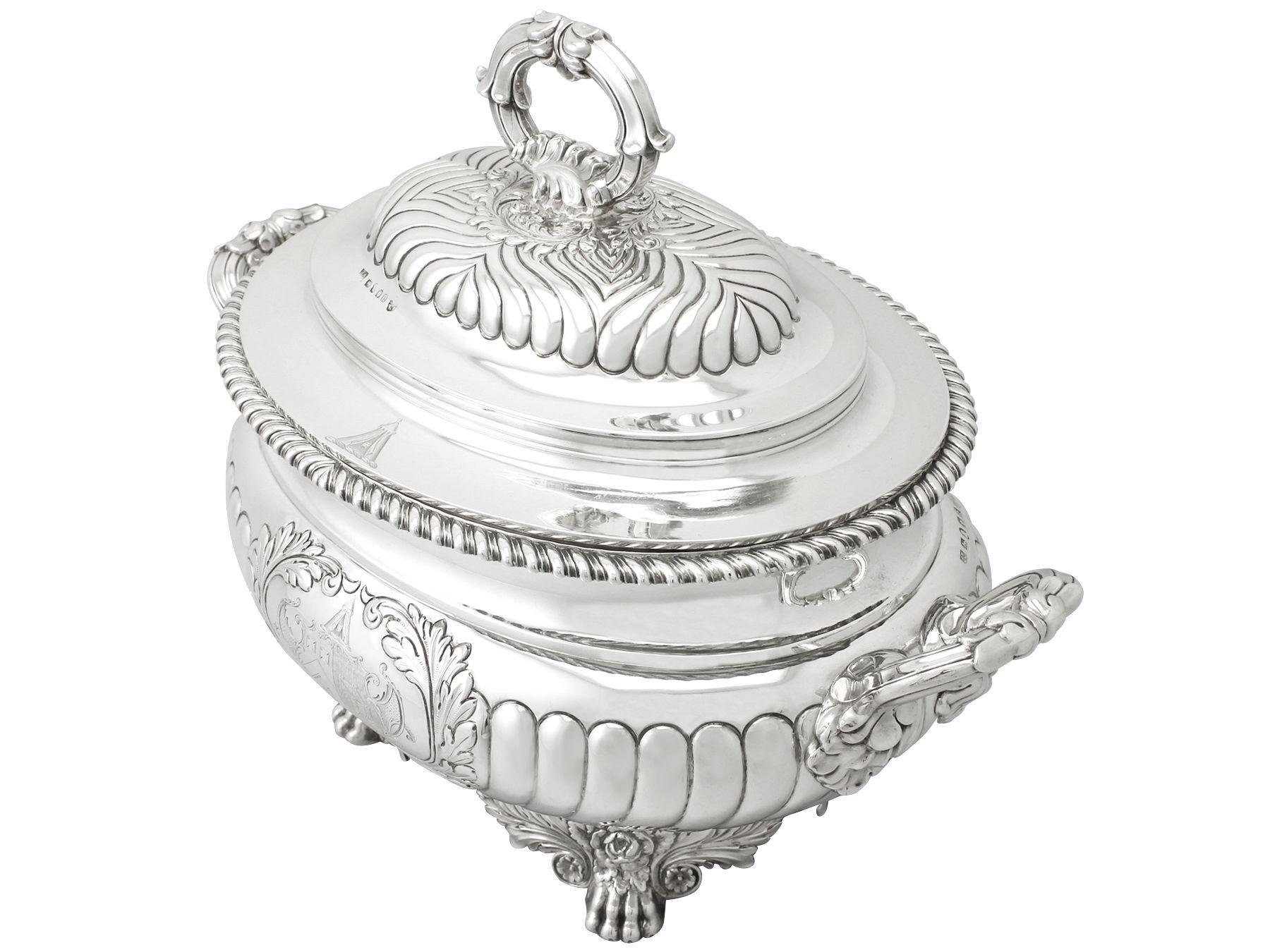 George IV Antique Sterling Silver Soup Tureen or Centerpiece For Sale