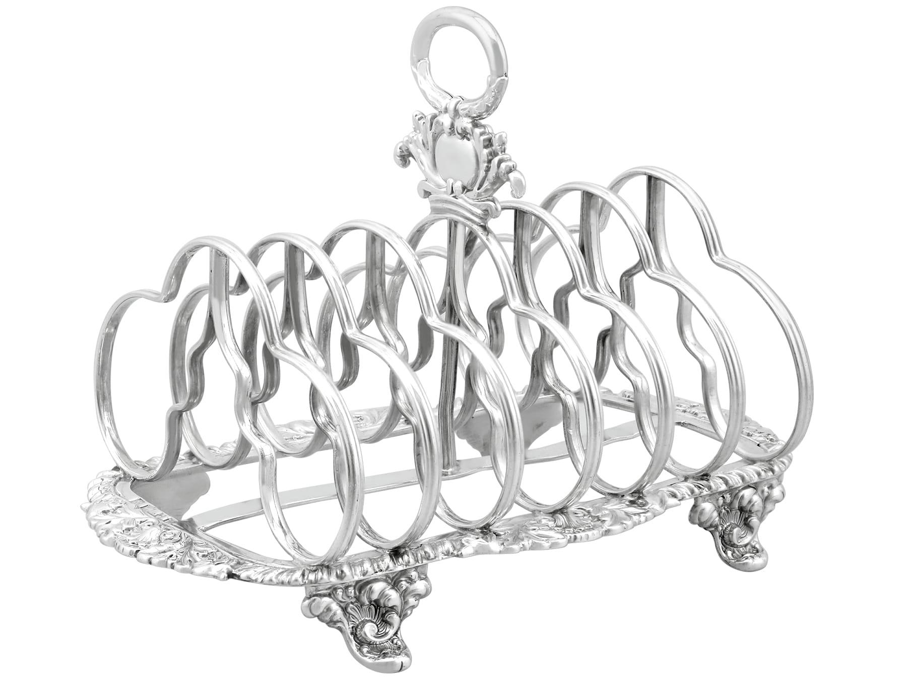 Antique George IV Sterling Silver Toast Rack In Excellent Condition For Sale In Jesmond, Newcastle Upon Tyne