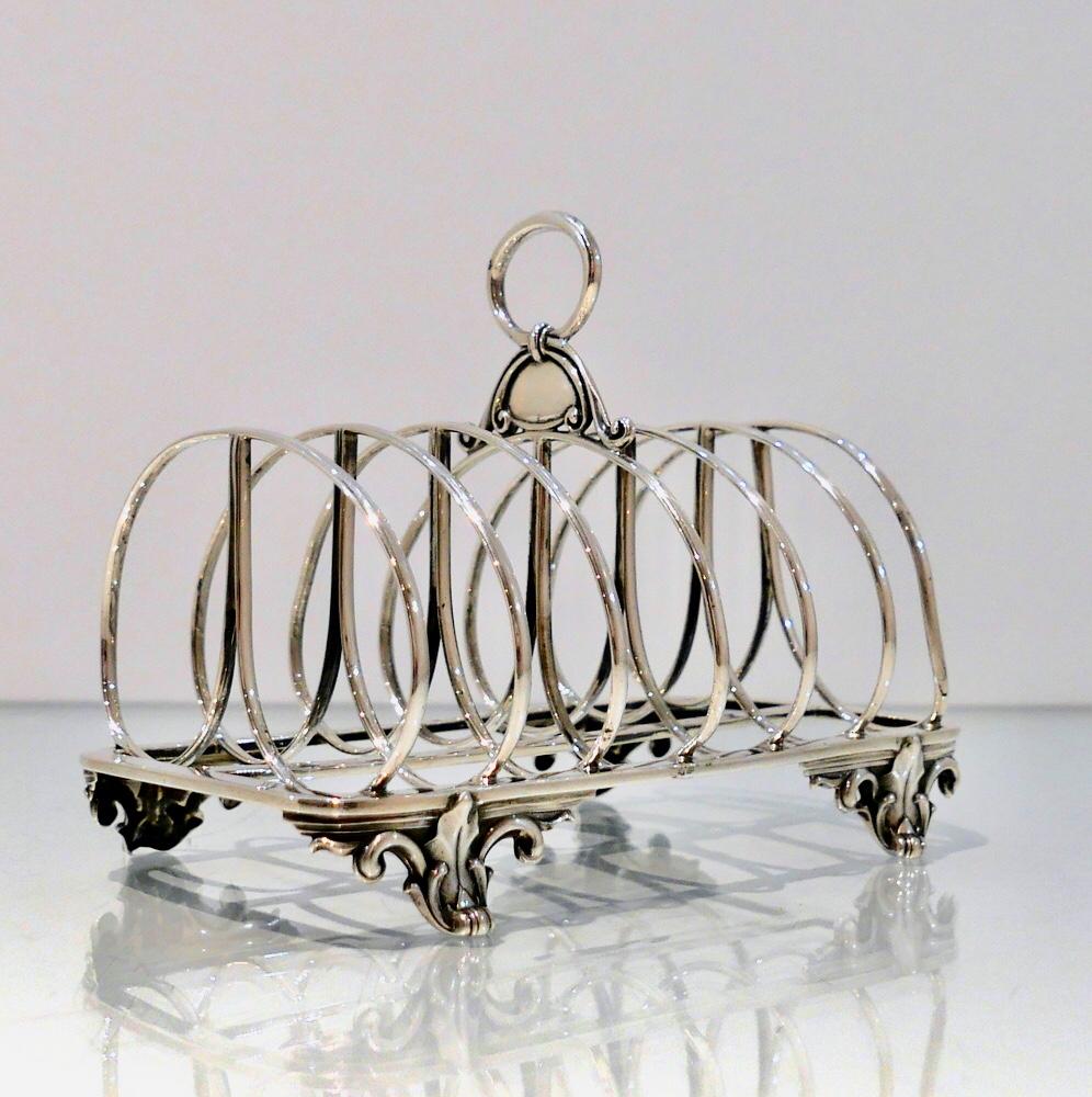 British Antique George IV Sterling Silver Toast Rack London 1835 Barnard Family For Sale