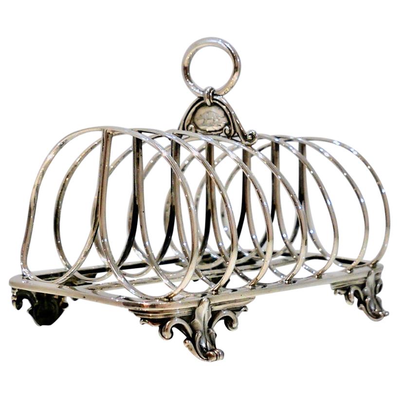 Antique George IV Sterling Silver Toast Rack London 1835 Barnard Family For Sale