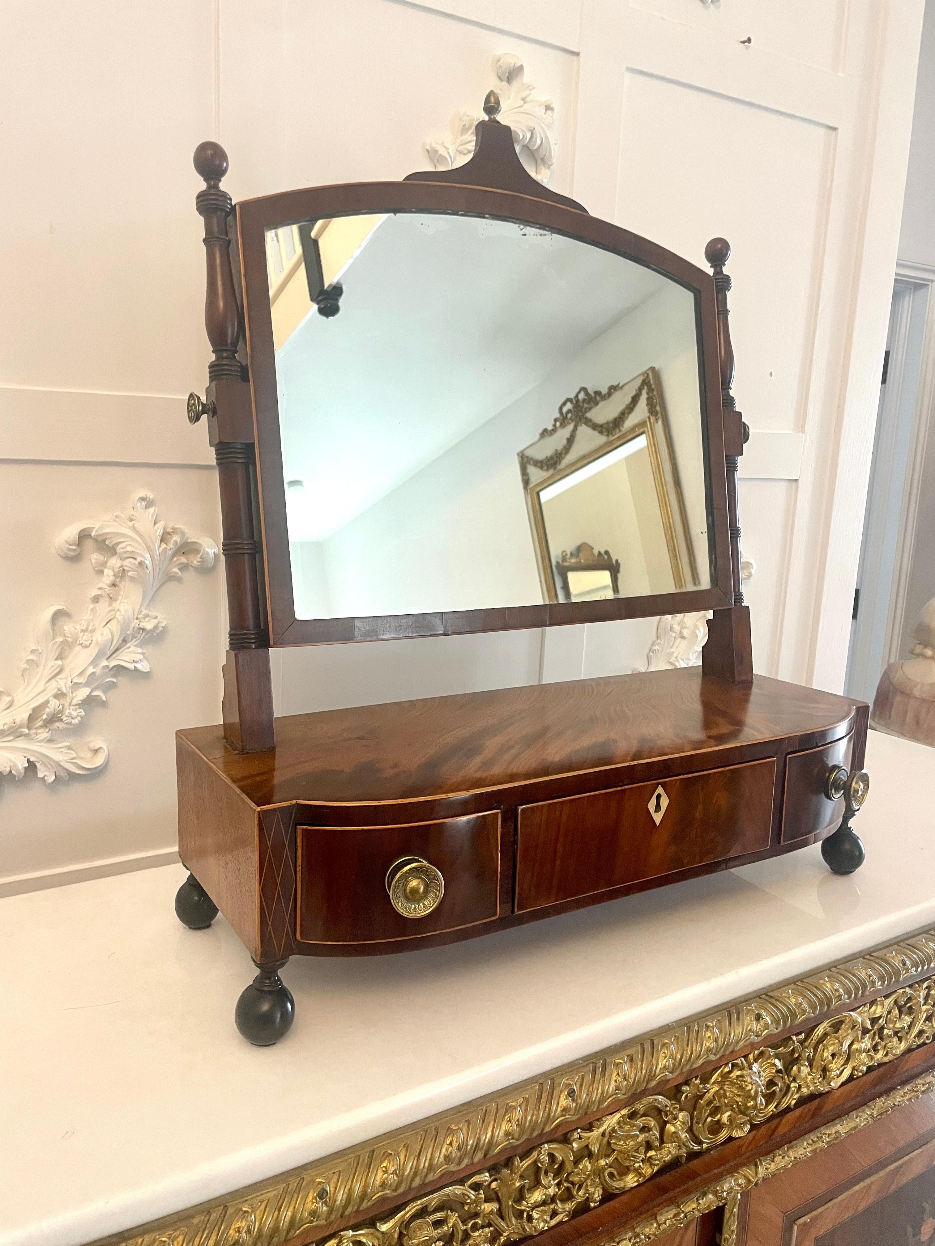 George III Antique George lII Quality Figured Mahogany Dressing Table Mirror