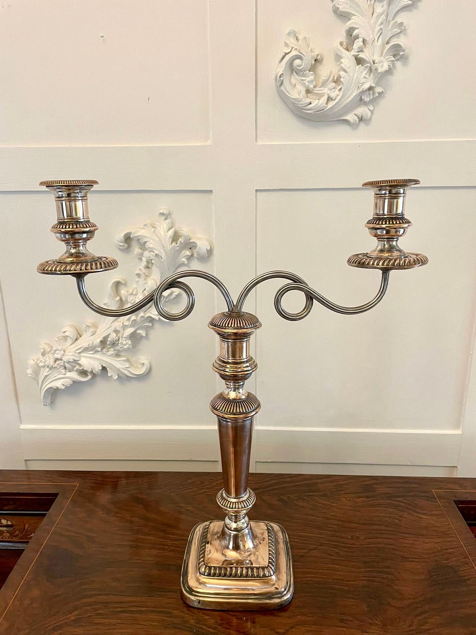 English Antique George lII Quality Pair of Old Sheffield Plate Candelabra