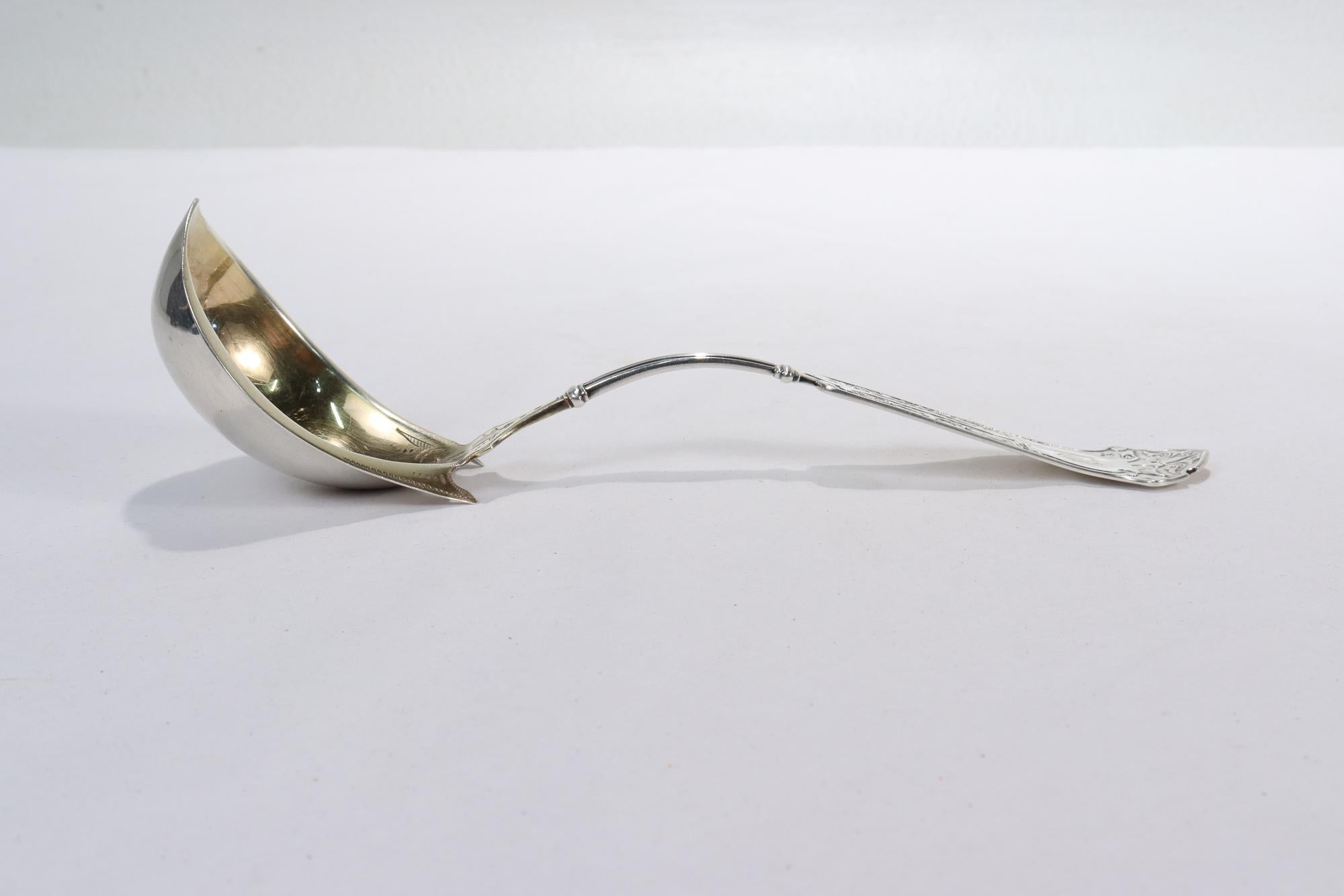 Antique George Sharp Arabesque Pattern Coin Silver Ladle For Sale 3