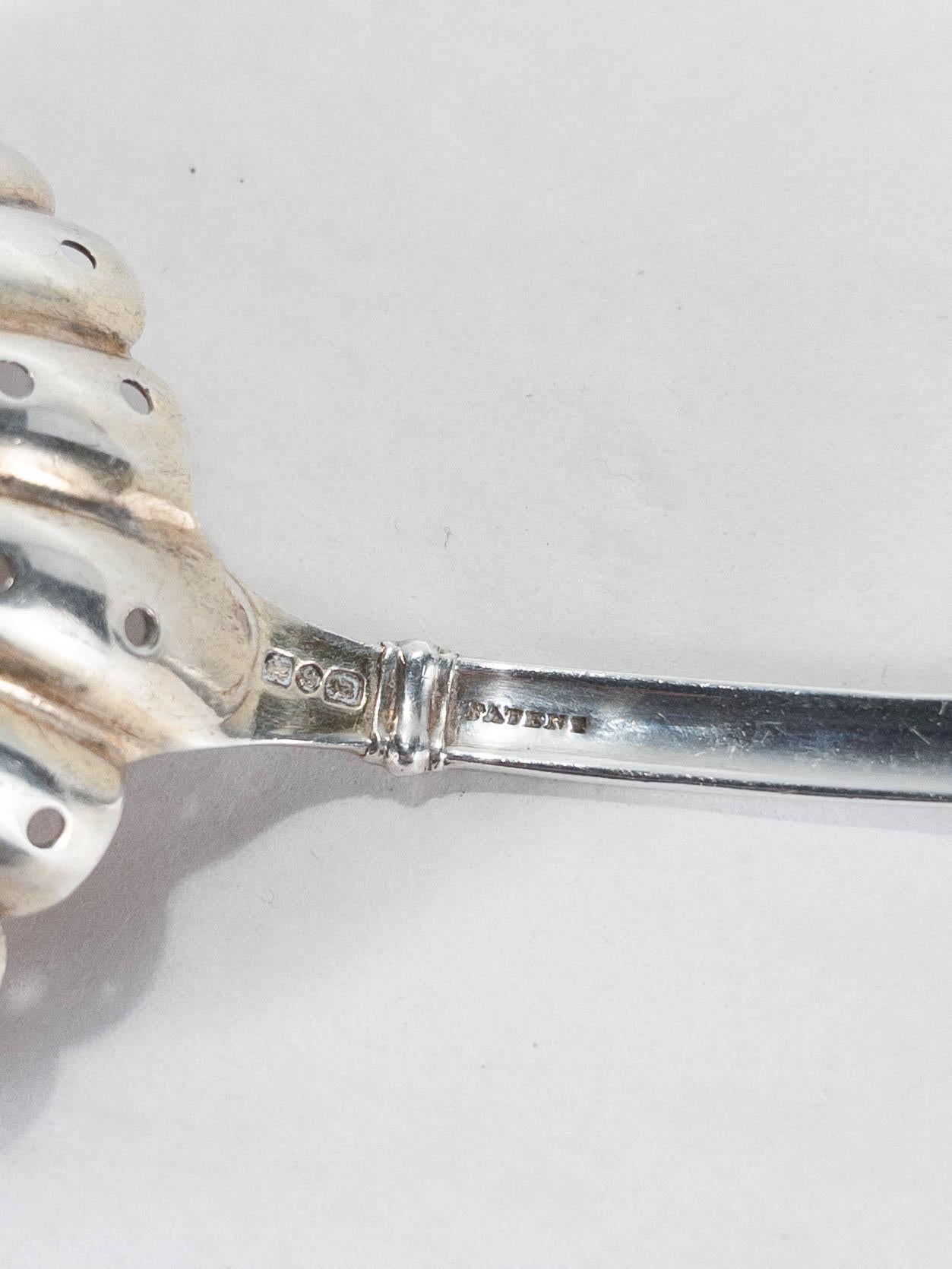 Women's or Men's Antique George Sharp Arabesque Pattern Sterling Silver Sugar Sifter For Sale