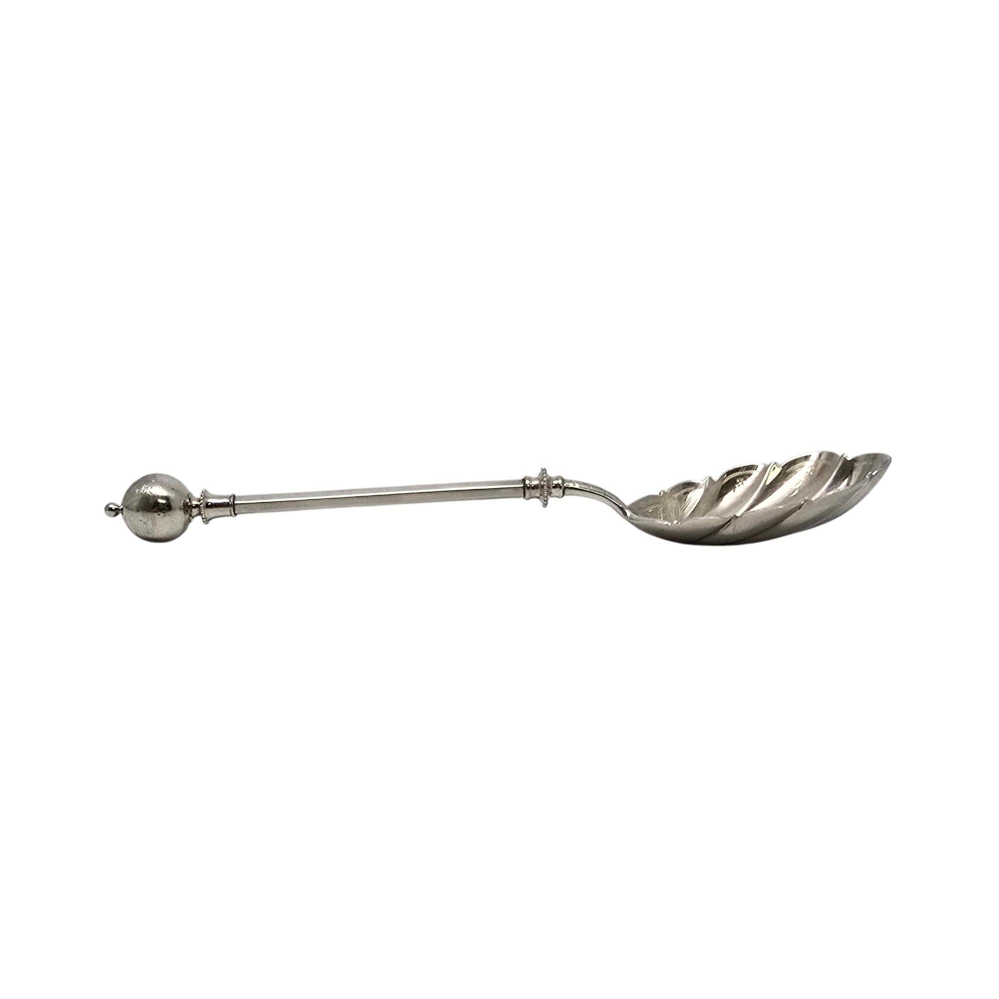 Antico George Sharp in argento Sterling Ornamental Ball Berry Spoon w/Mono #19865 In condizioni buone in vendita a Washington Depot, CT