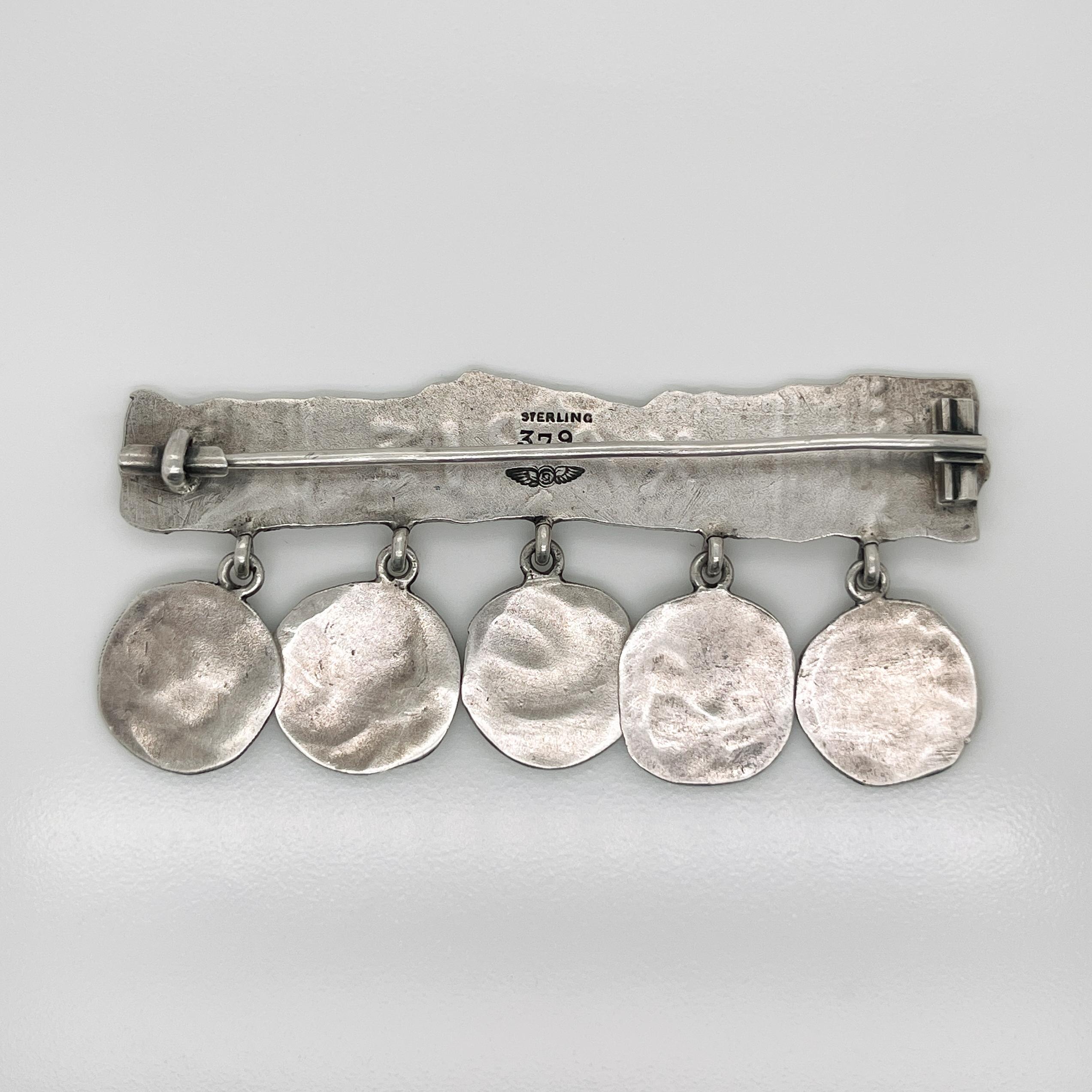 Women's or Men's Antique George Shiebler Sterling Silver Etruscan or Medallion Brooch For Sale