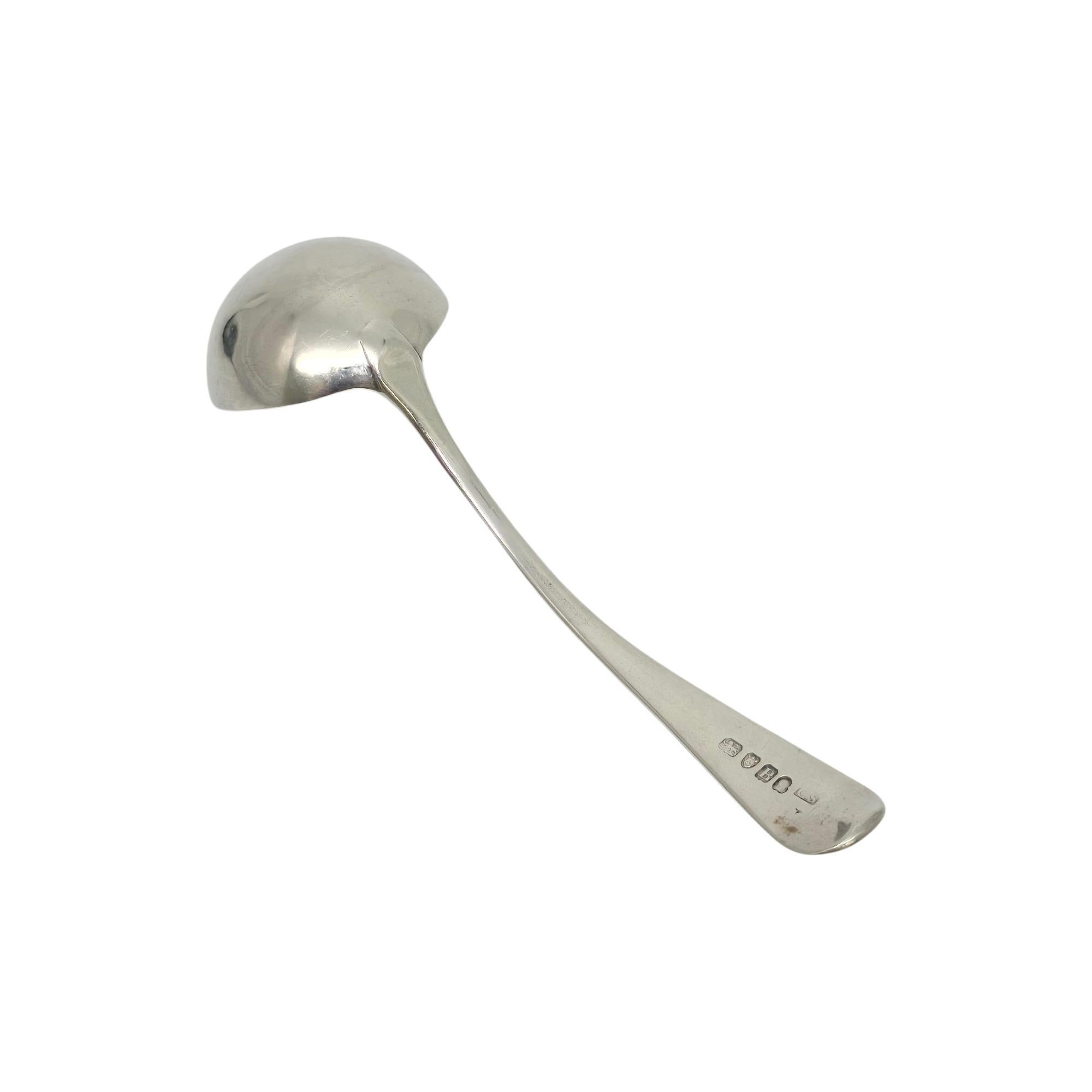 Antique sterling silver ladle by George Smith of London, England, circa 1797.

No monogram or engraving.

This Georgian Era ladle features a simple and timeless design with a curved handle and a deep bowl.

Measures approx 6 7/8