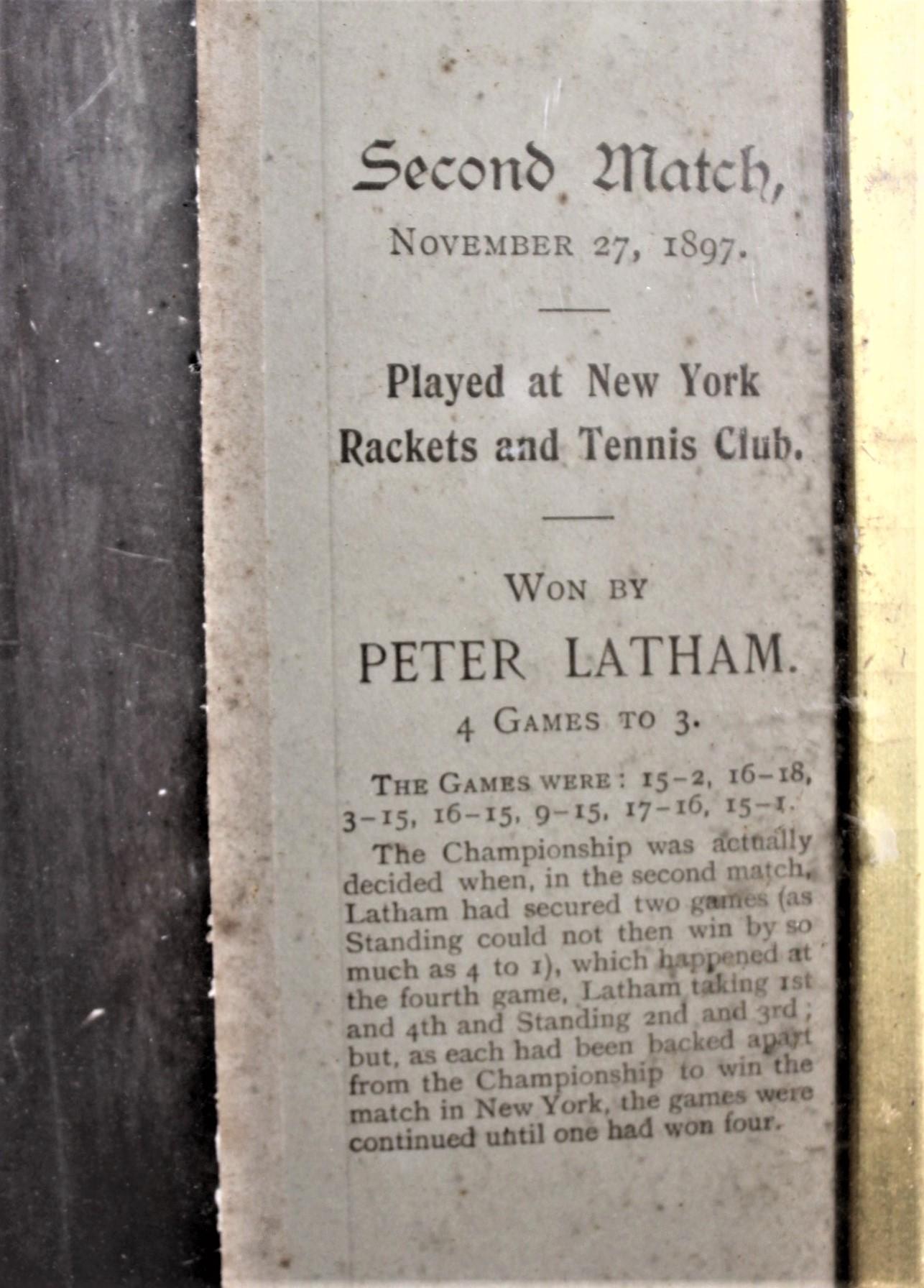 Paper Antique George Standing/Peter Latham Racquet Championship Matches Photograph