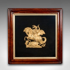 Ancienne plaque d'exposition George & The Dragon, anglaise, relief décoratif, Régence