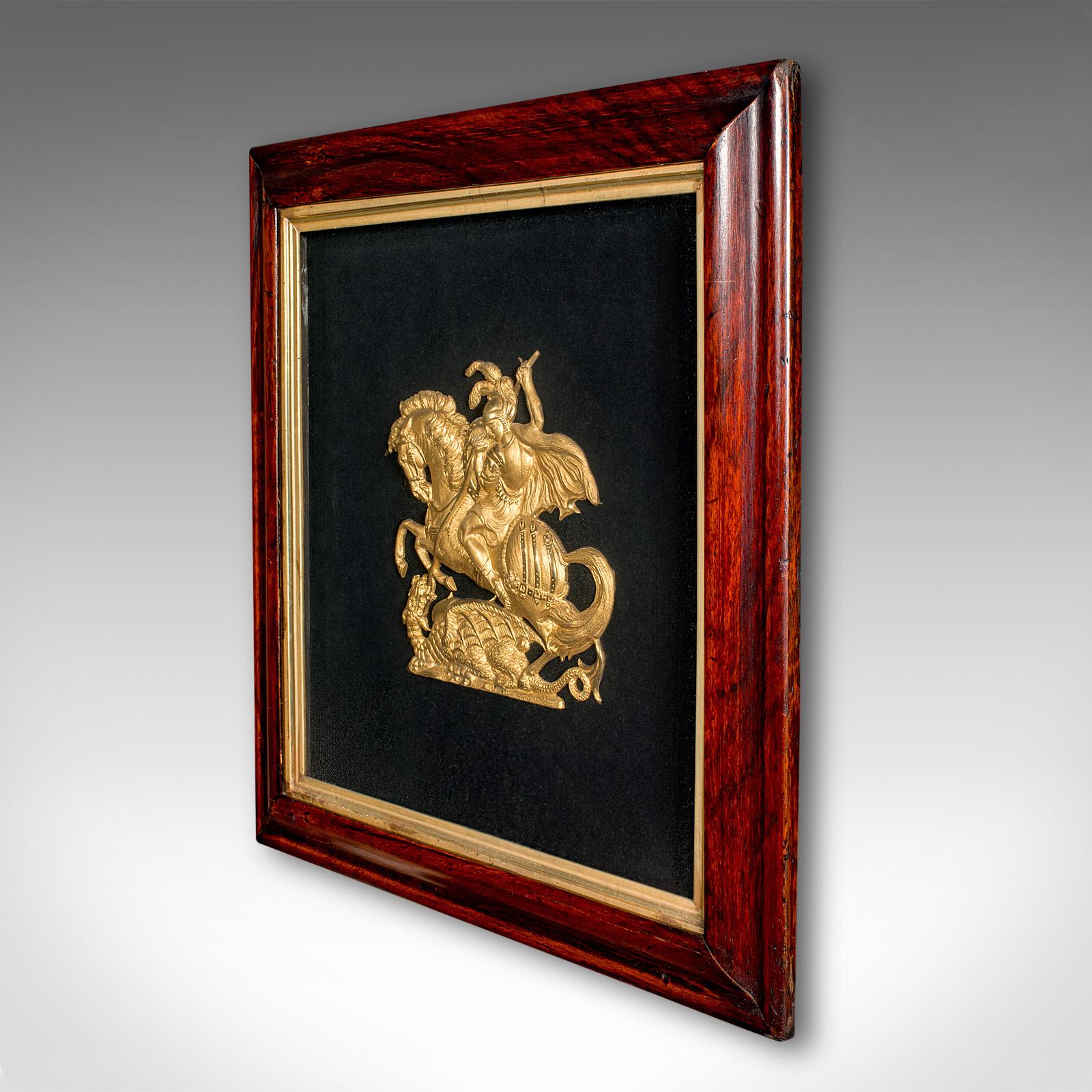 British Antique George & The Dragon Display Plaque, English, Decorative Relief, Regency For Sale