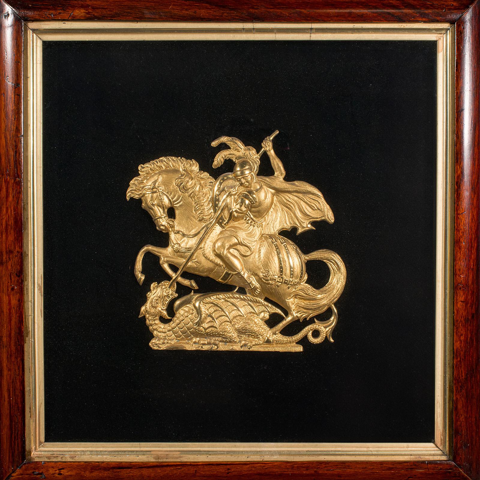 Antique George & The Dragon Display Plaque, English, Decorative Relief, Regency In Good Condition For Sale In Hele, Devon, GB