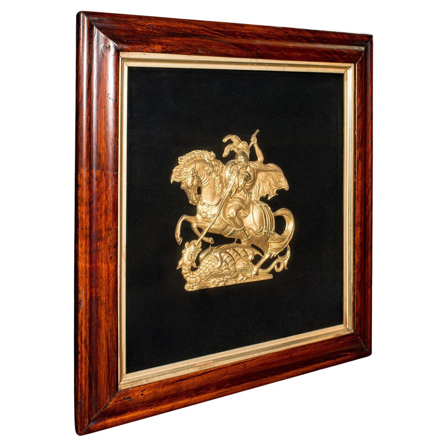 Ancienne plaque d'exposition George & The Dragon, anglaise, relief décoratif, Régence