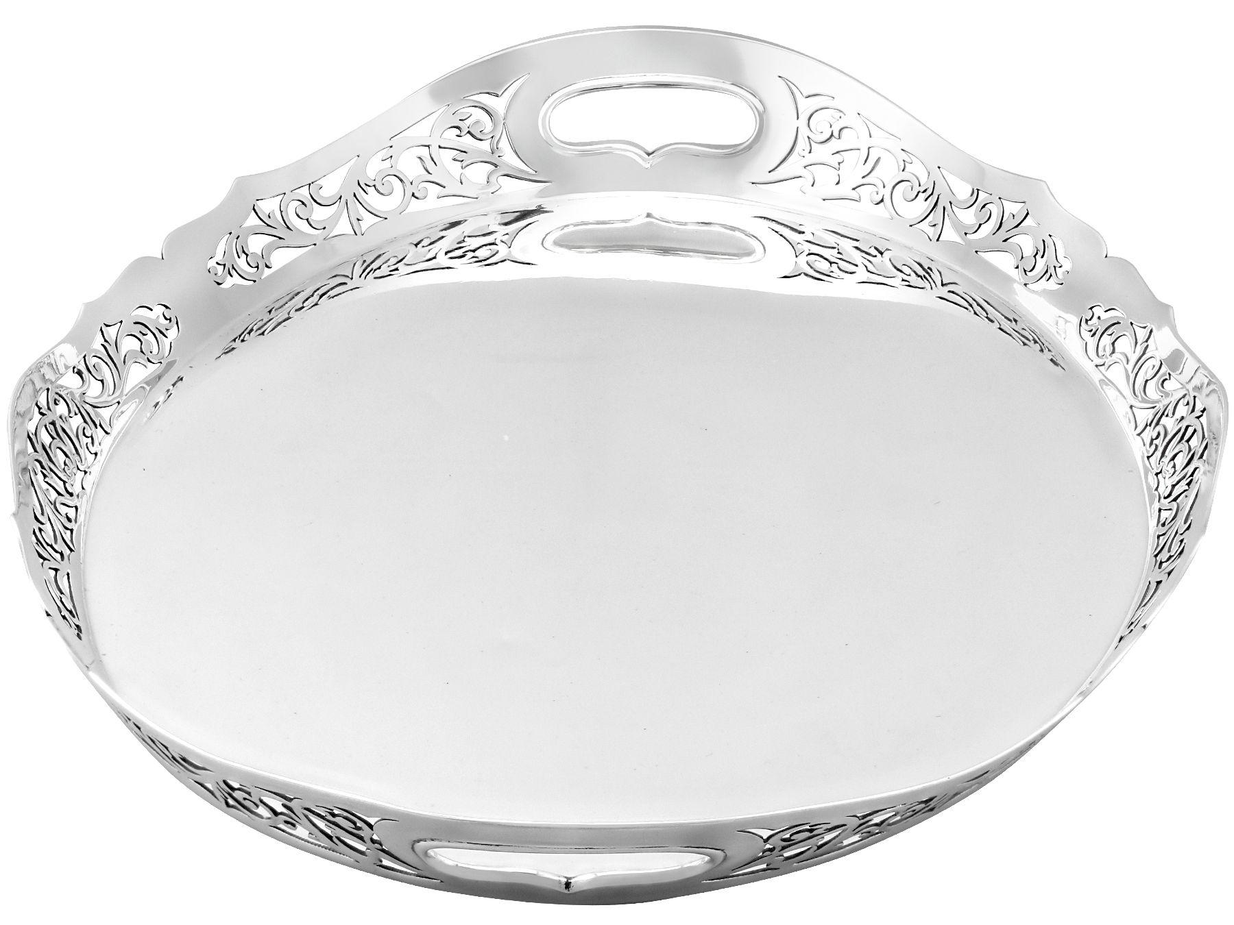 English Mappin & Webb Ltd Antique 1923 Sterling Silver Gallery Tray For Sale