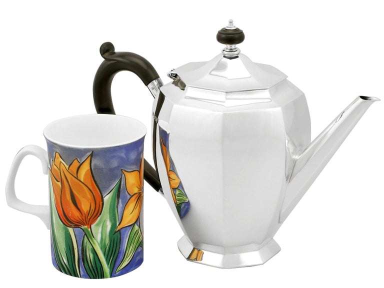 British Antique George v 1930s Sterling Silver Teapot by Roberts & Belk Ltd For Sale