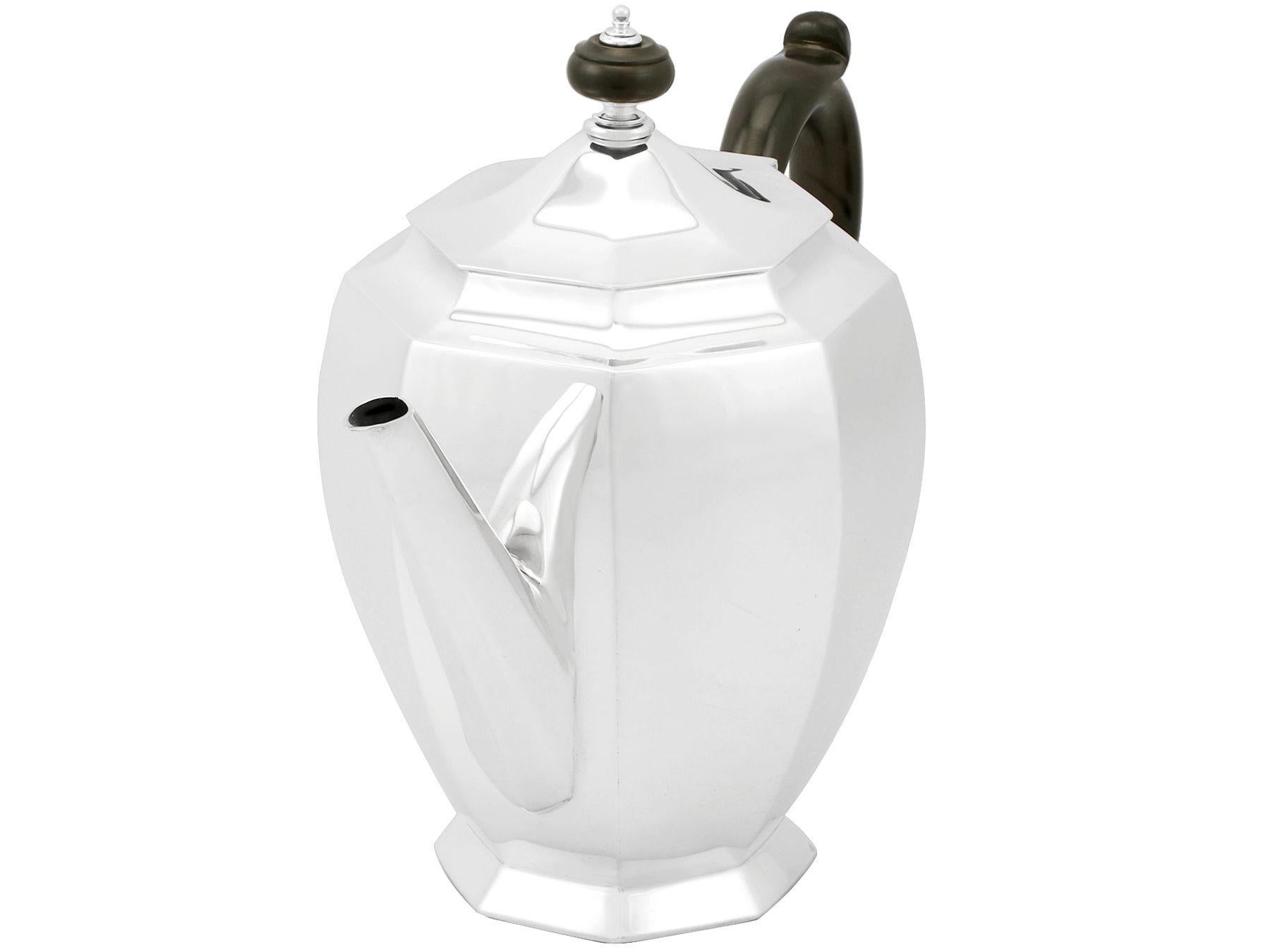 British Antique George v 1930s Sterling Silver Teapot by Roberts & Belk Ltd For Sale