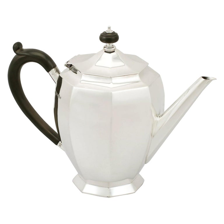 Antique George V 1930s Sterling Silver Teapot by Roberts & Belk Ltd For Sale