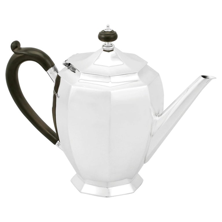 Antique George v 1930s Sterling Silver Teapot by Roberts & Belk Ltd For Sale