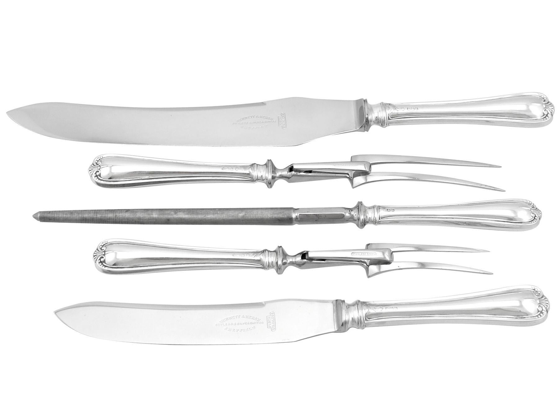 Antique Art Deco Sterling Silver Canteen of Cutlery for Twelve Persons For Sale 7
