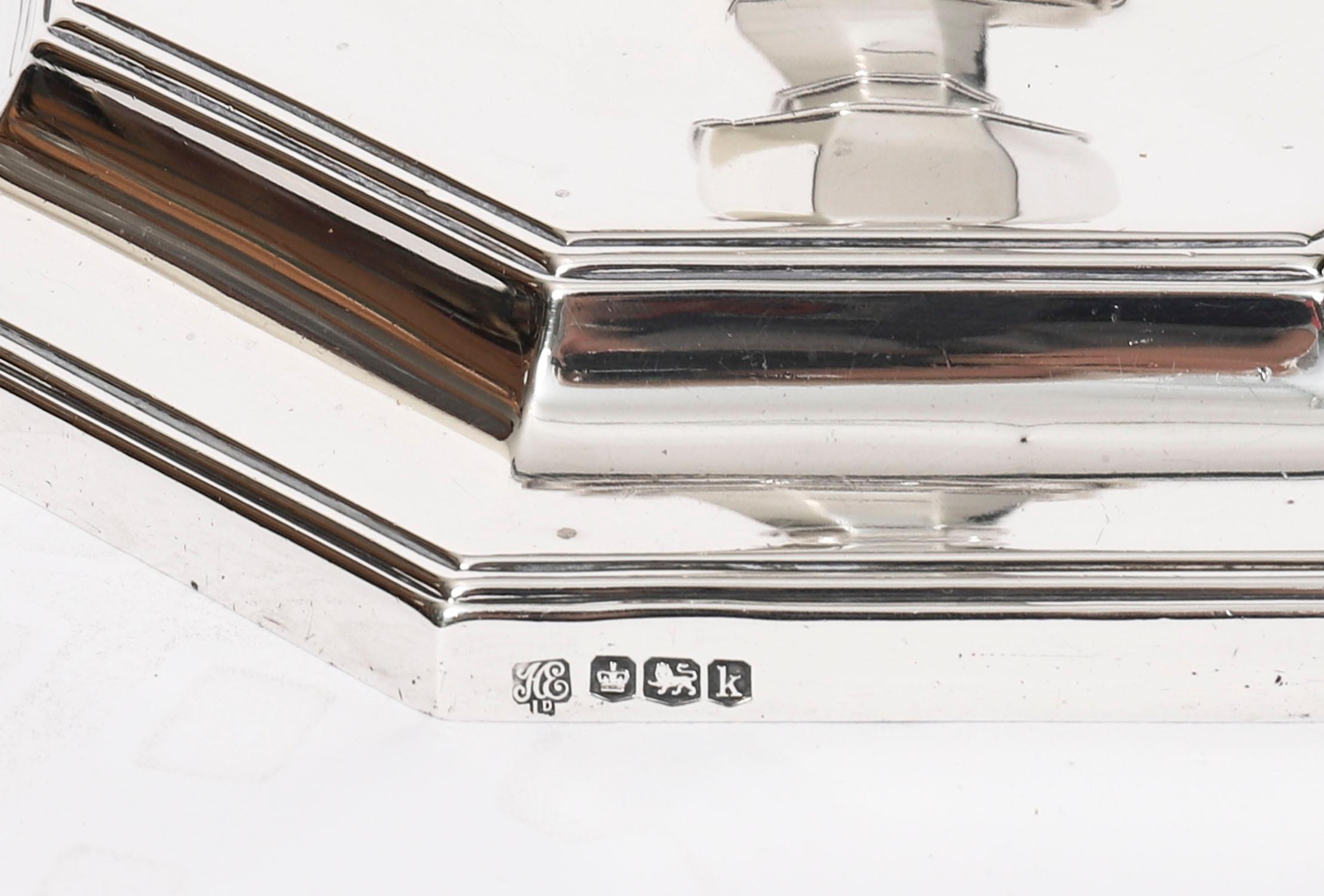 Antique George V Art Deco Sterling Silver Column Table Lamp Dated 1927 For Sale 5