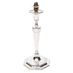 Antique George V Art Deco Sterling Silver Column Table Lamp Dated 1927