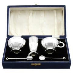 Antique George V Art Deco Sterling Silver Condiment Set (1931)