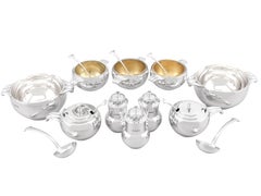 Antiguo Juego de Condimentos de Plata de Ley Inglés Art Decó Jorge V