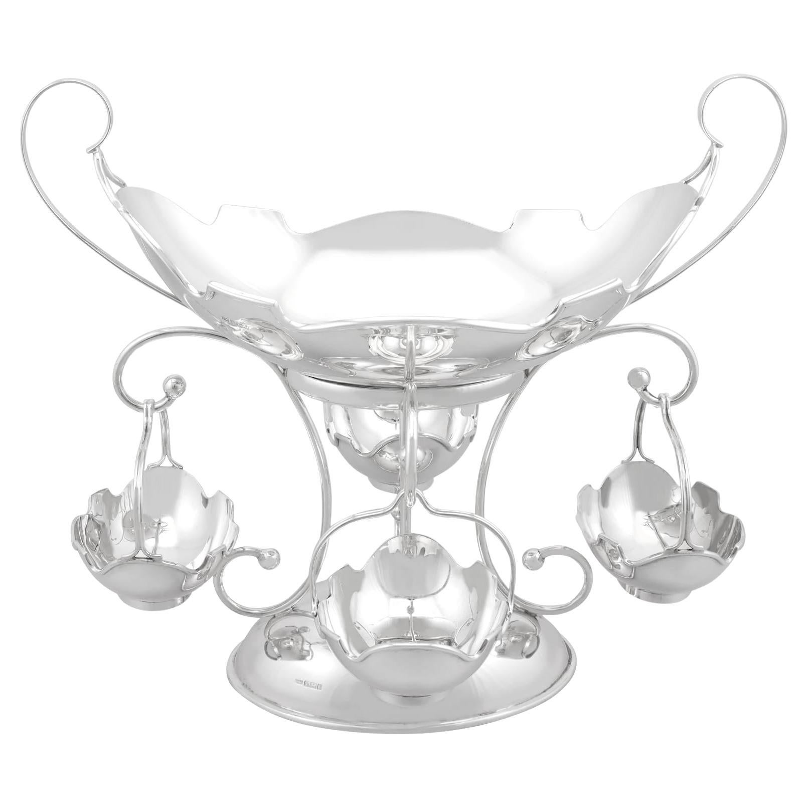 Antique George V Art Nouveau Sterling Silver Epergne/Centrepiece (1911) For Sale