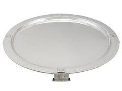 Antique George V Arts & Crafts Style 1930s Sterling Silver Salver