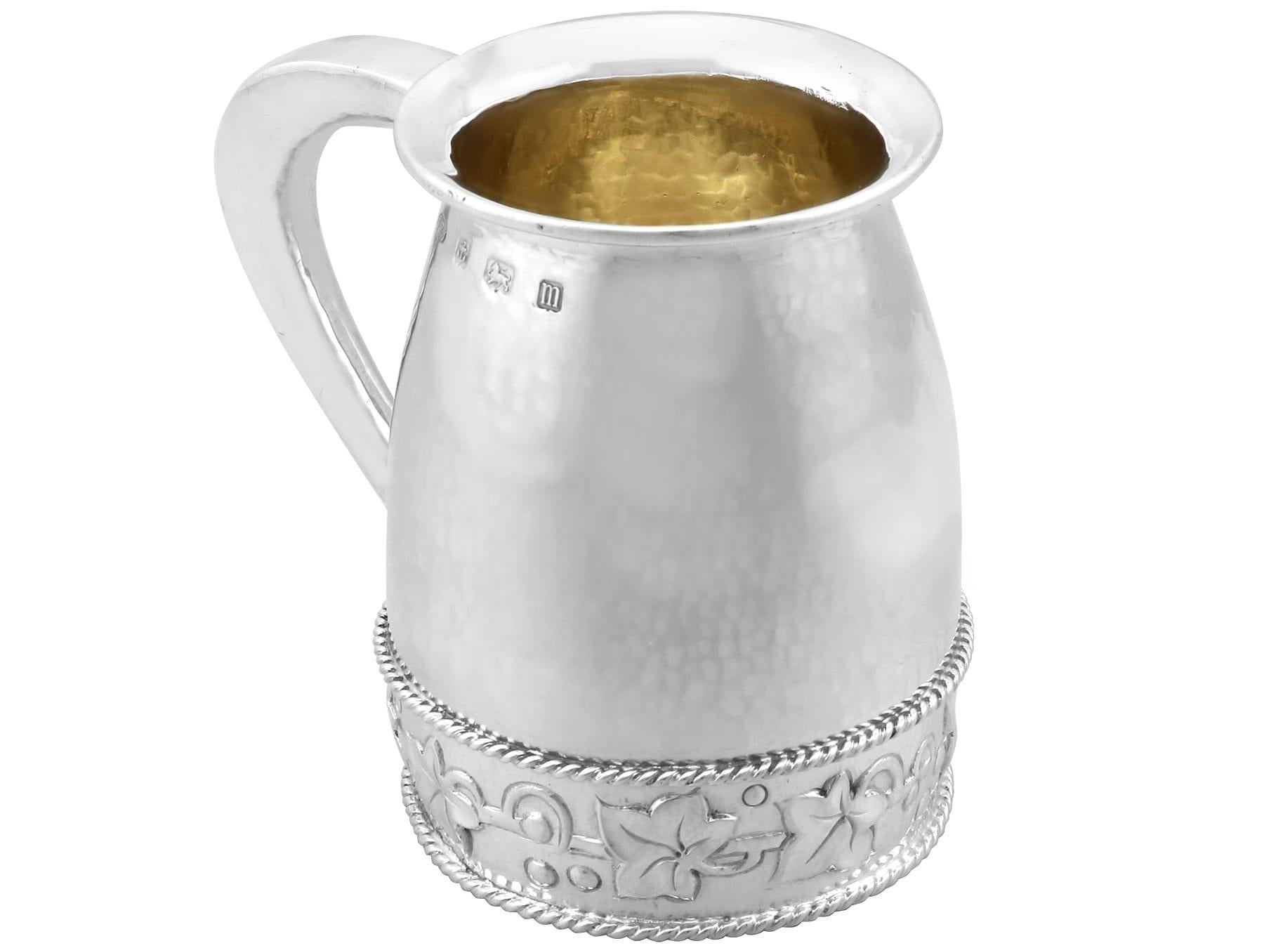 English Antique George V Arts & Crafts Style Sterling Silver Mug (1911) For Sale