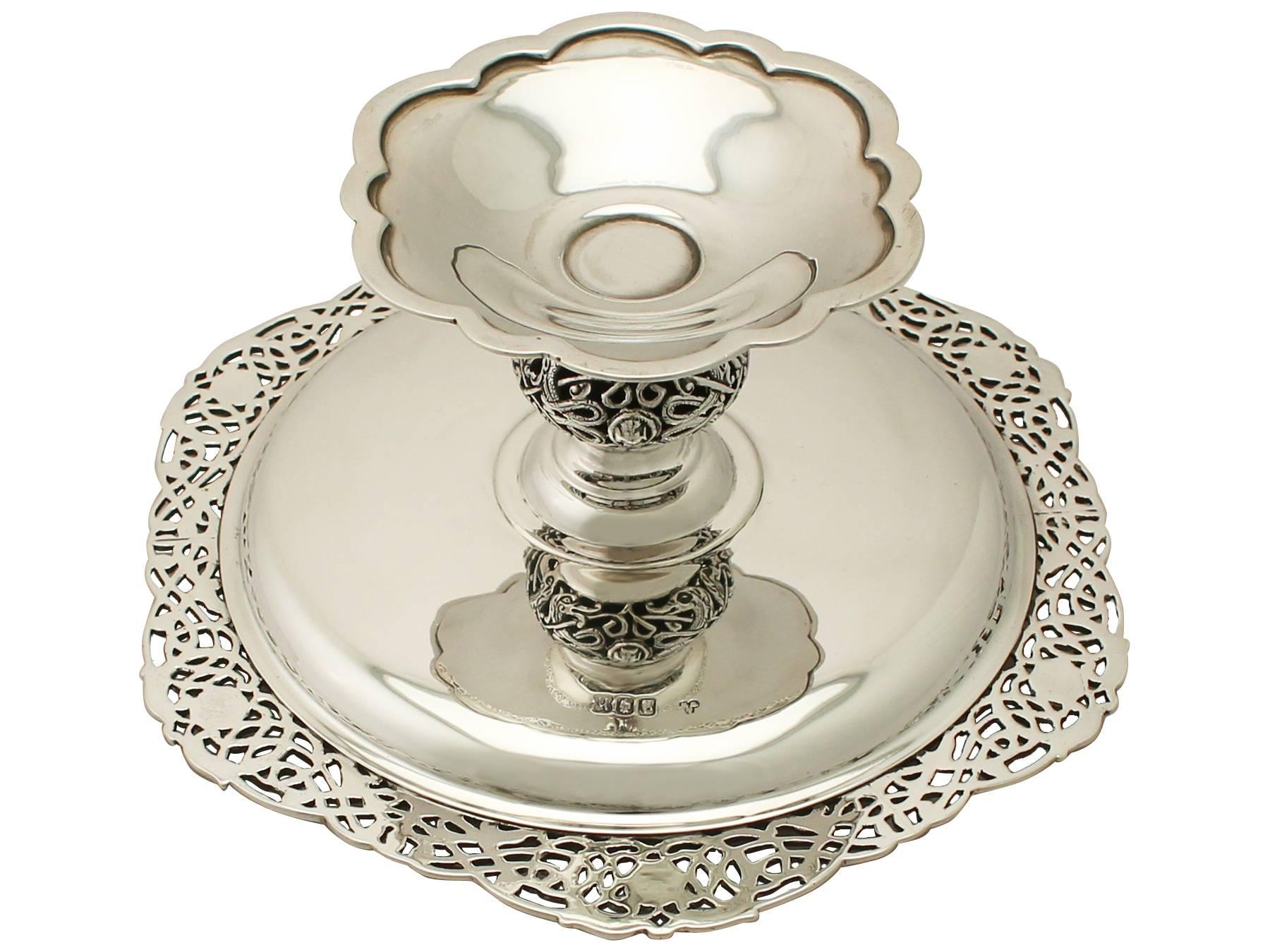 Antique George V Lindisfarne Style Irish Sterling Silver Tazza, 1923 3