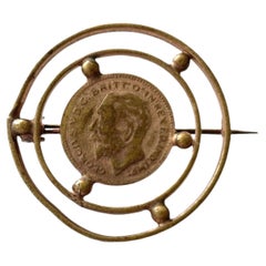 Antike Georg V. "Glücksmünze" Brosche im Sovereign-Stil, frühes 20. britisches Jahrhundert