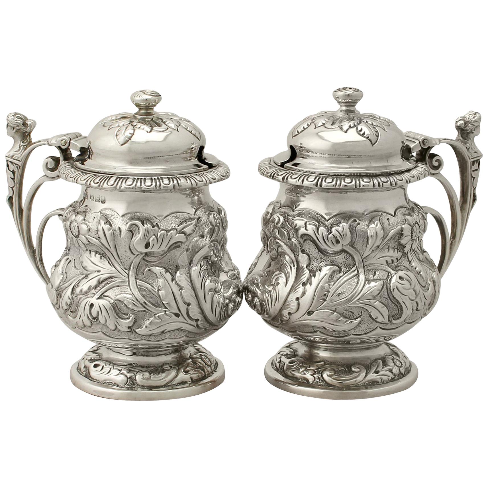 Swirled Glass Mustard Pot with Silver Plated Mounts at 1stDibs