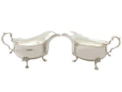 Antique George V Pair of Sterling Silver Sauce/Gravy Boats